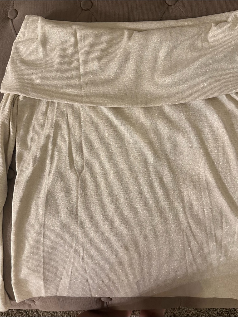 LOFT Cream Metallic Off-Shoulder Tunic